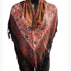 H&M Floral Multicolor Scarf Shawl Wrap with Fringe!